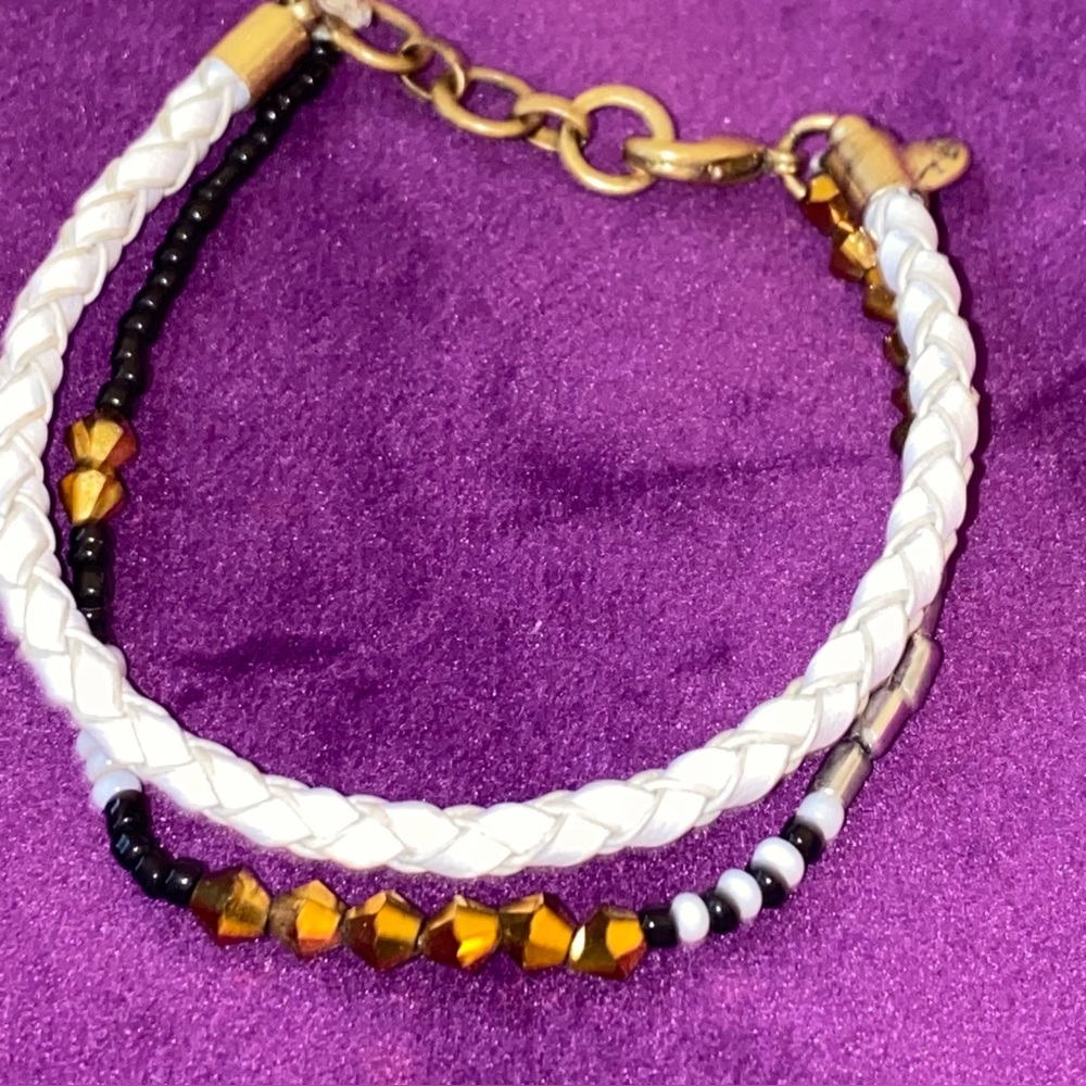 J. Crew Leather and seed bead Bracelet